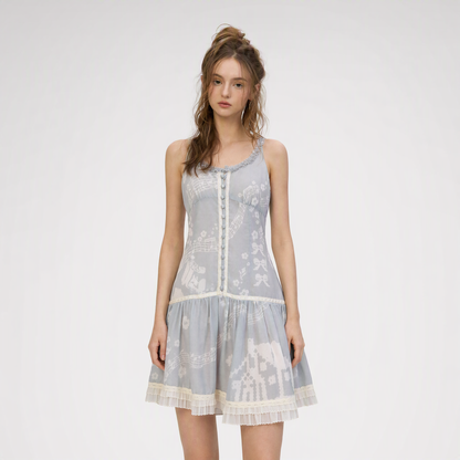 Pixel Print A-Line Dress