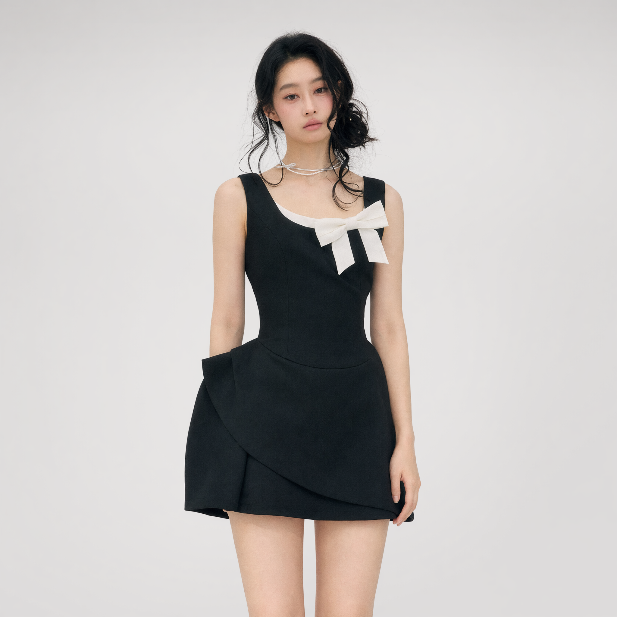 Sleek Bowknot Mini Dress