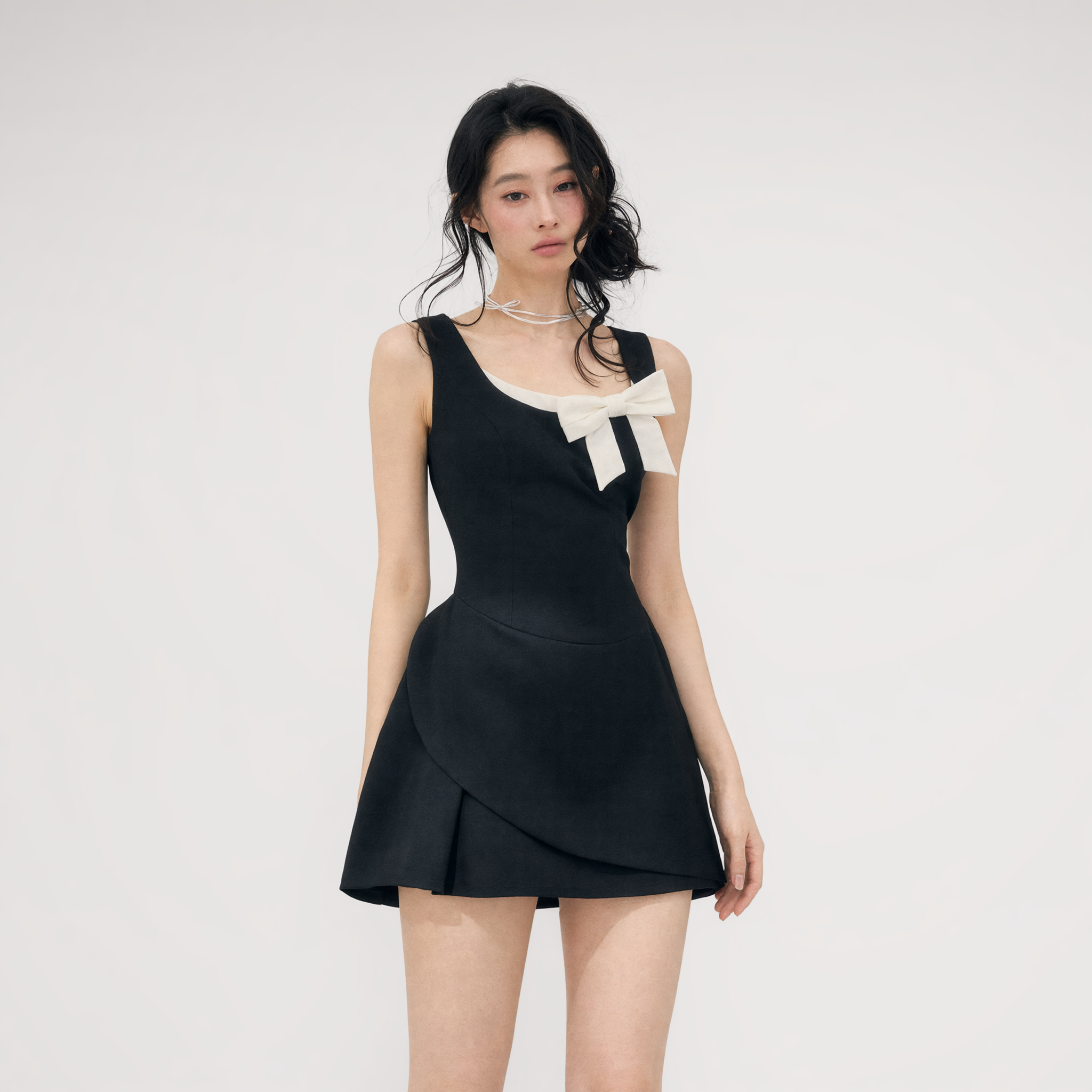 Sleek Bowknot Mini Dress