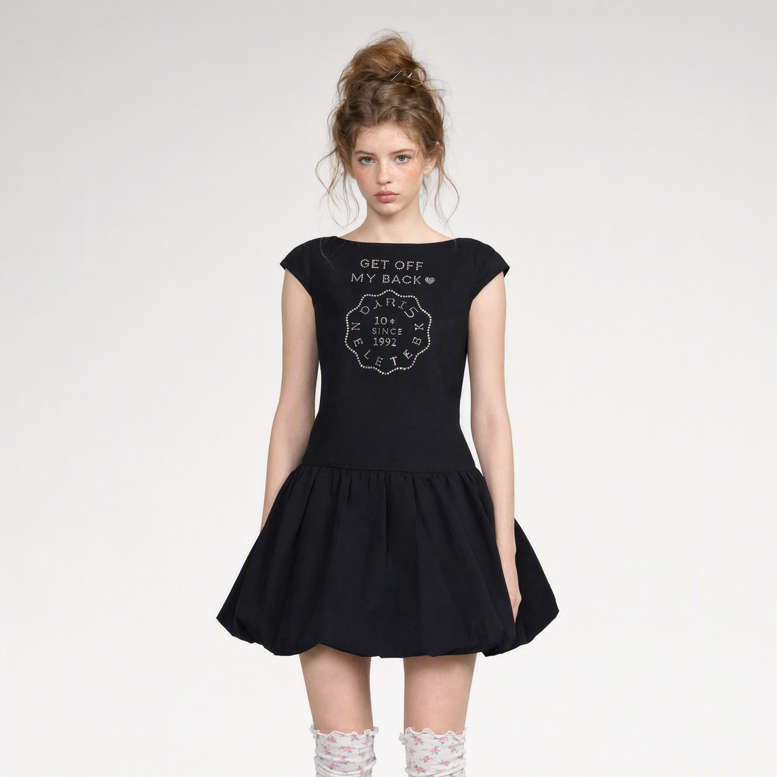 Badge Rhinestone Mini Dress