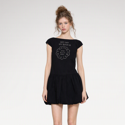 Badge Rhinestone Mini Dress