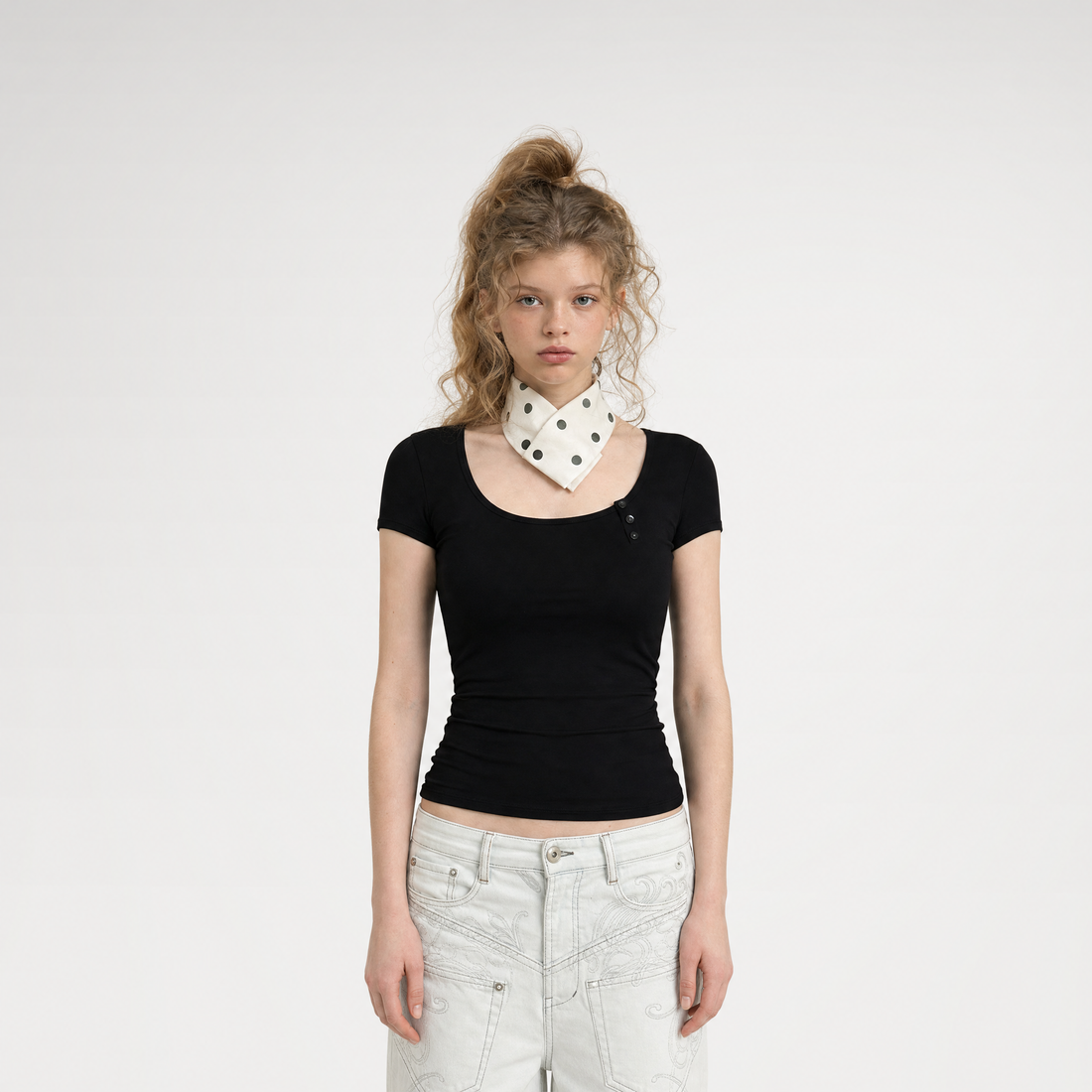 U-Neck Button Tee