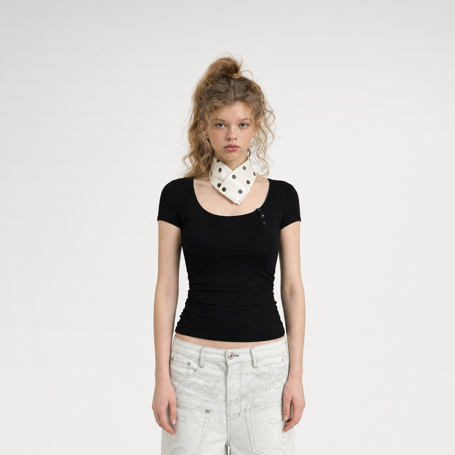 U-Neck Button Tee