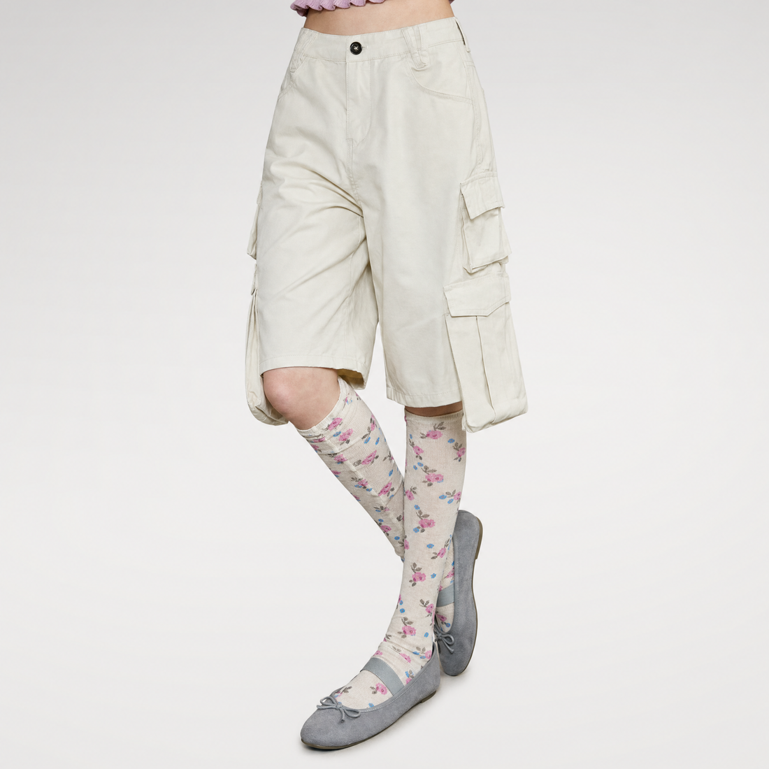 Wide-Leg Cargo Shorts
