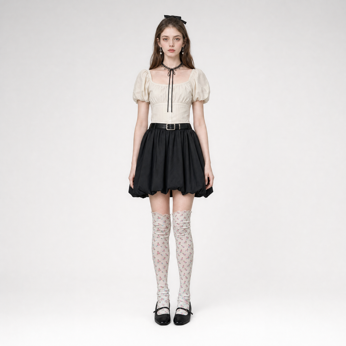 Printed Sheer Knee Socks