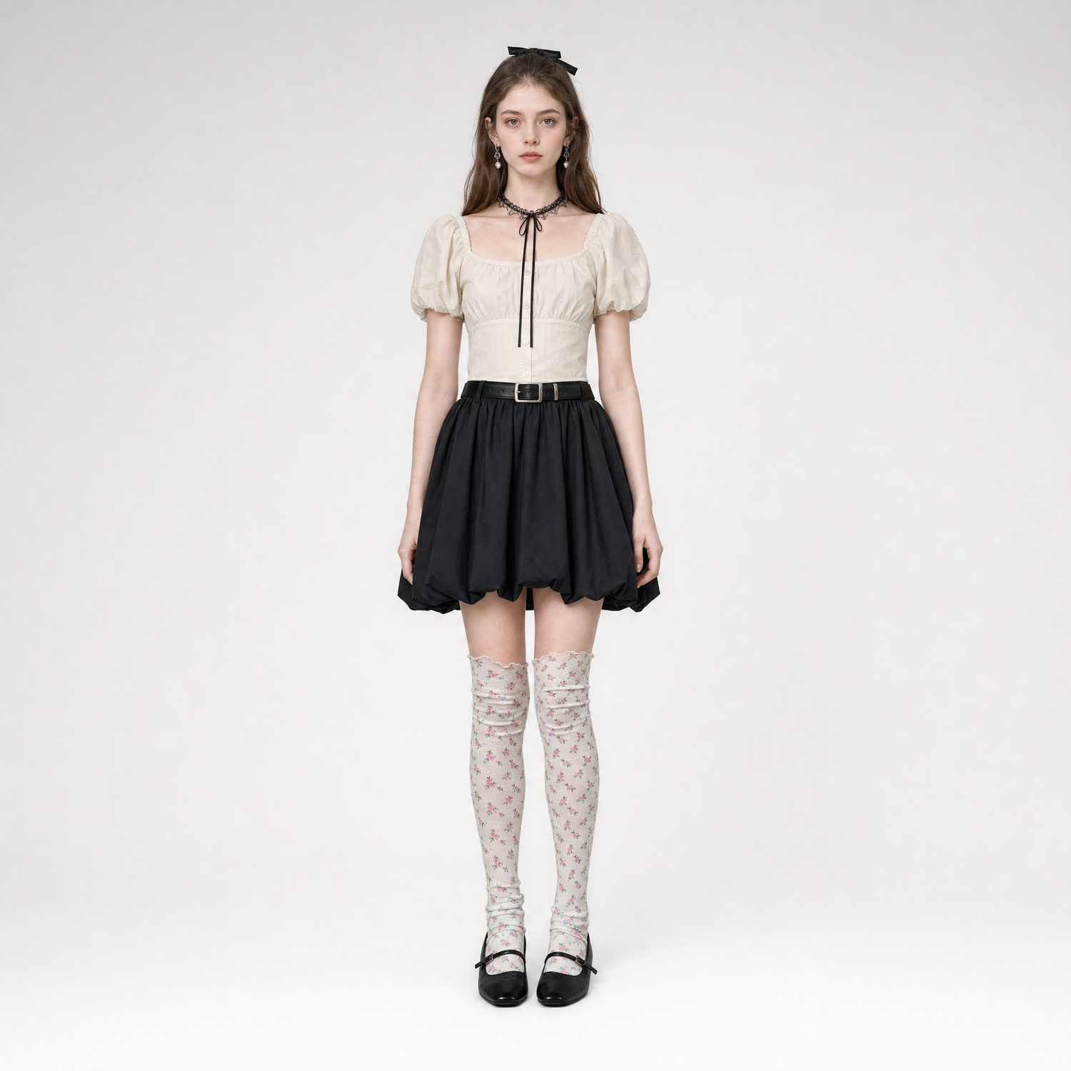 Printed Sheer Knee Socks