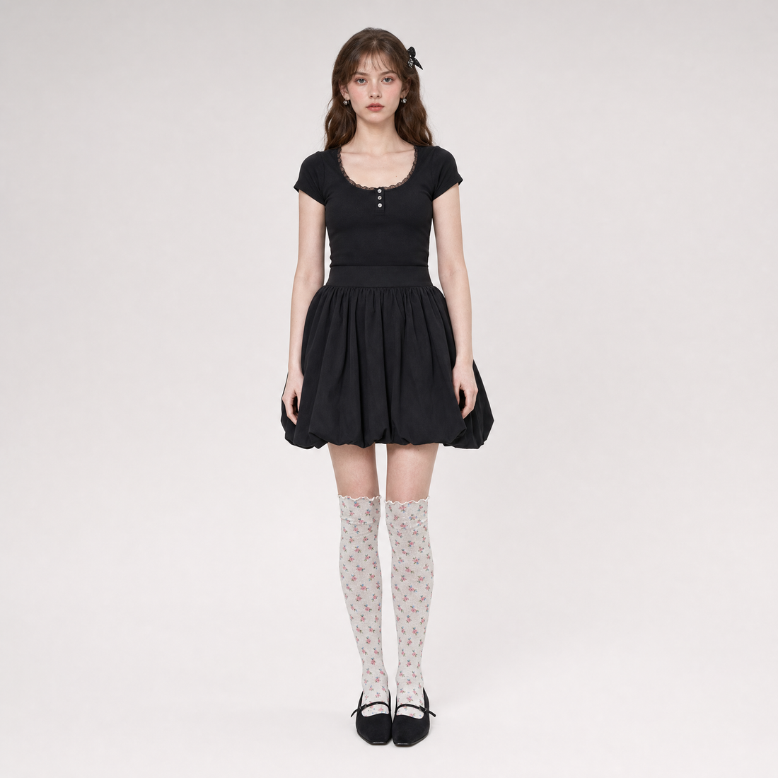 Printed Sheer Knee Socks