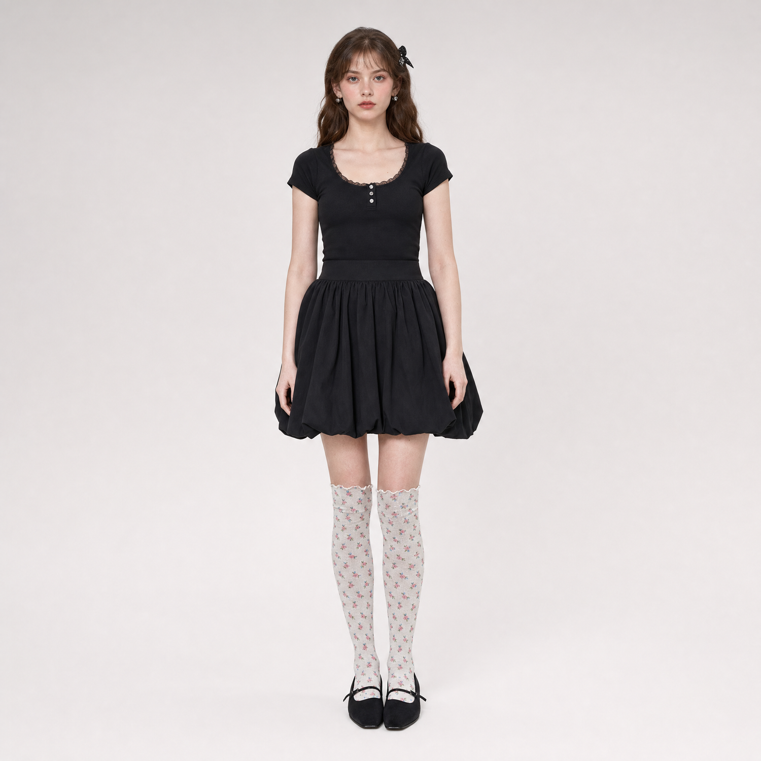 Printed Sheer Knee Socks