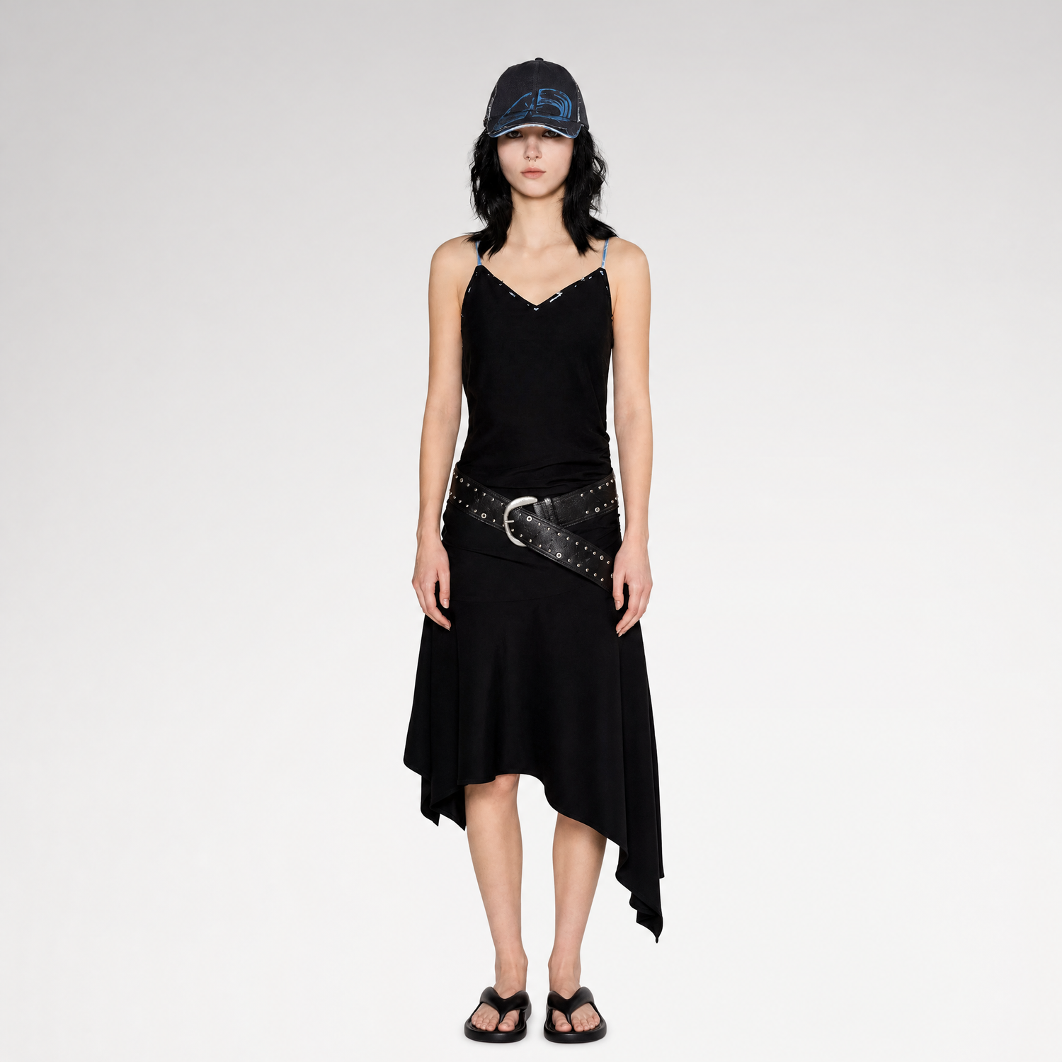 Acetate Asymmetric Slip Dress