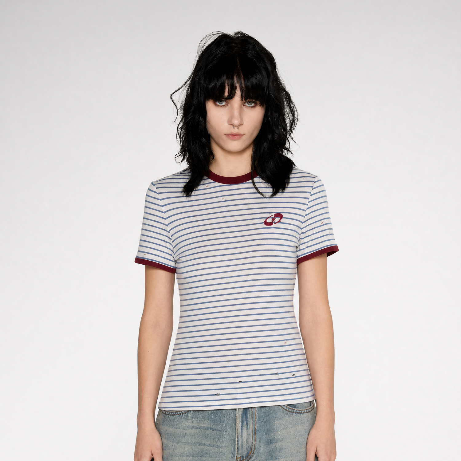 Lyocell Contrast Ribbed T-Shirt