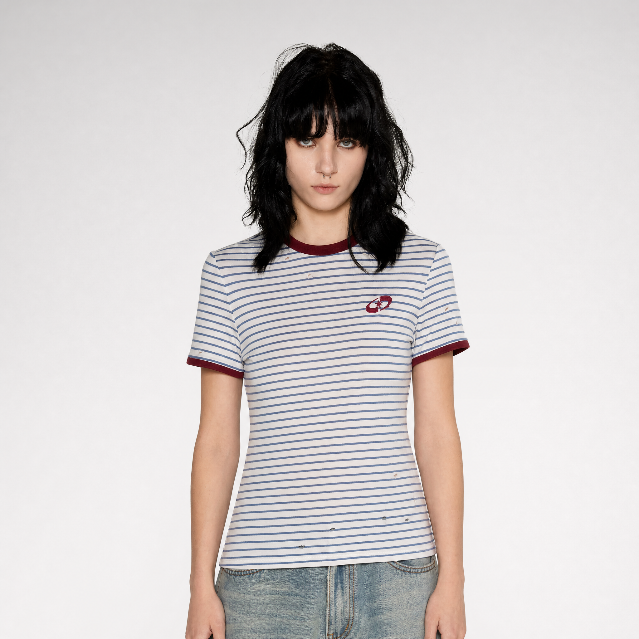 Lyocell Contrast Ribbed T-Shirt