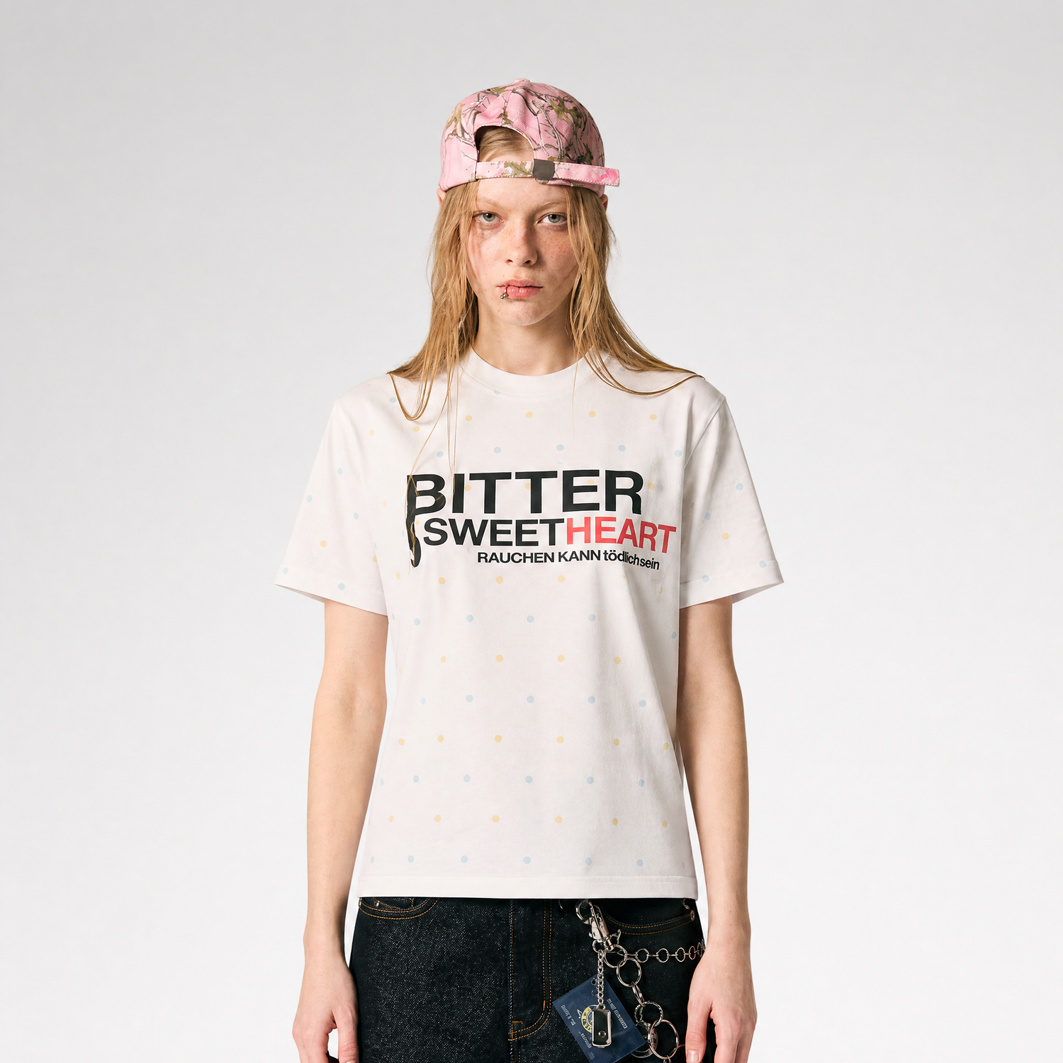 Colorful Polka-Dot Fitted T-Shirt