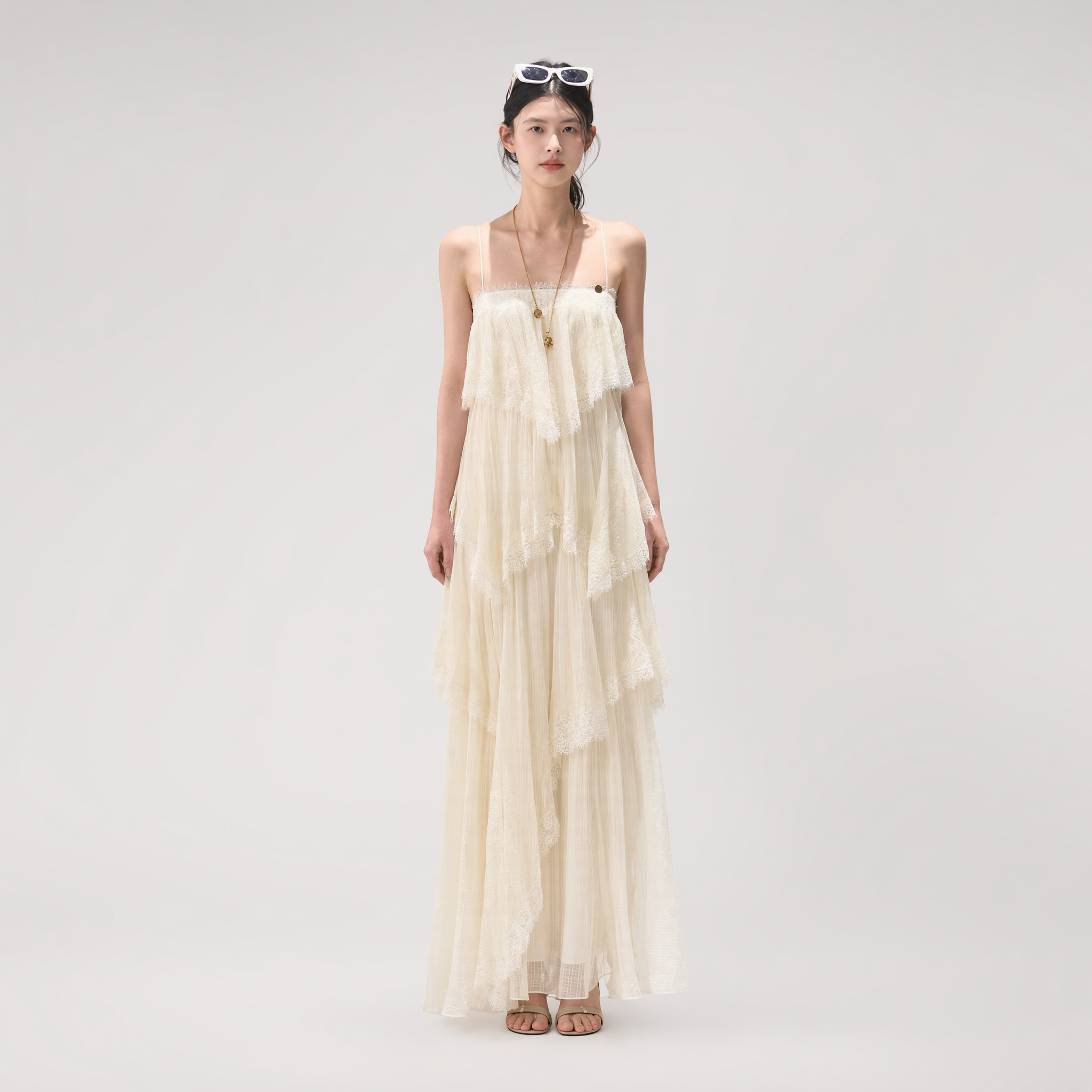 Textured Lace Trim Dress