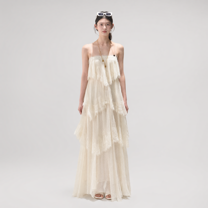 Textured Lace Trim Dress