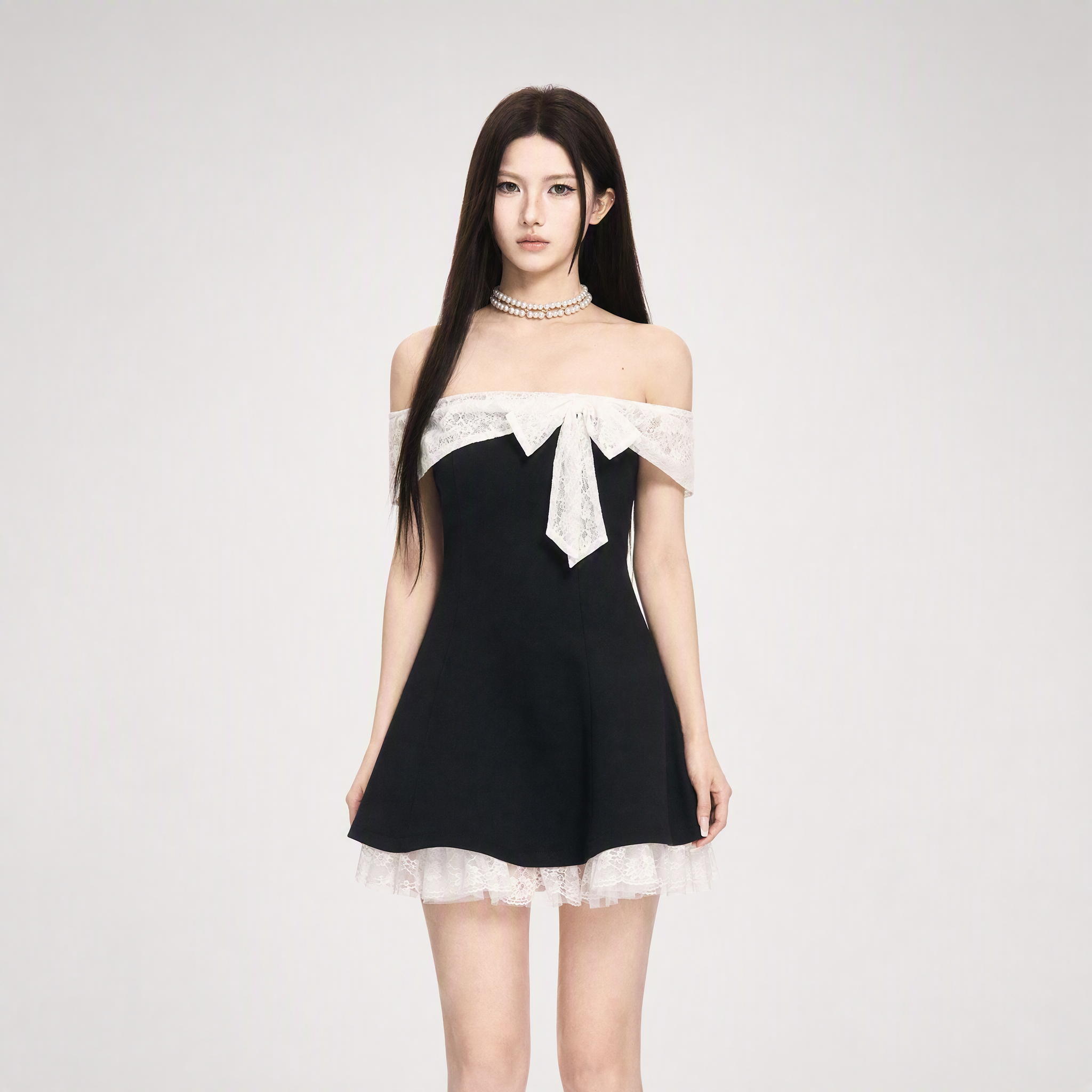 Black White Lace Dress