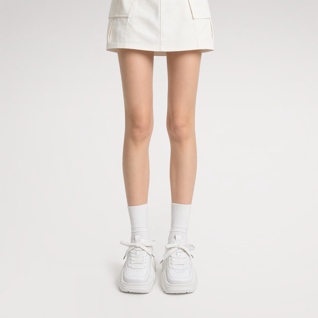 Square Toe Leather Sneakers