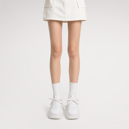 Square Toe Leather Sneakers