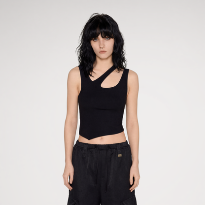 Deconstructed Asymmetric Cutout Tank Top