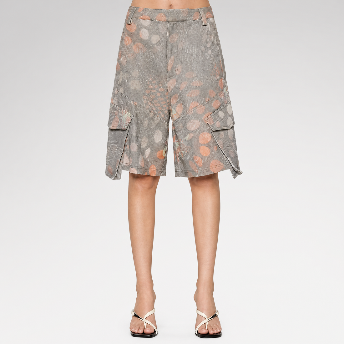Polka-Dot Cargo Bermuda Shorts