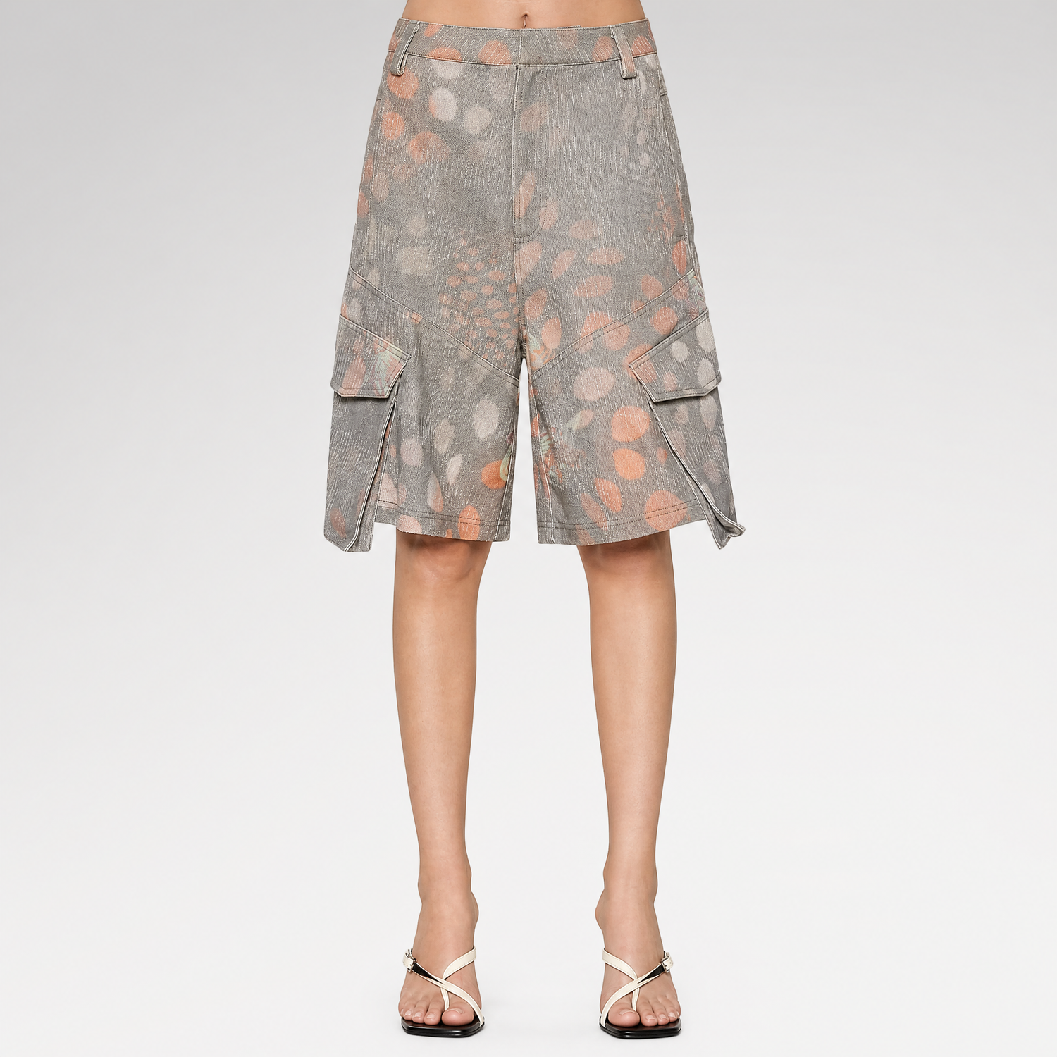 Polka-Dot Cargo Bermuda Shorts