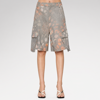 Polka-Dot Cargo Bermuda Shorts