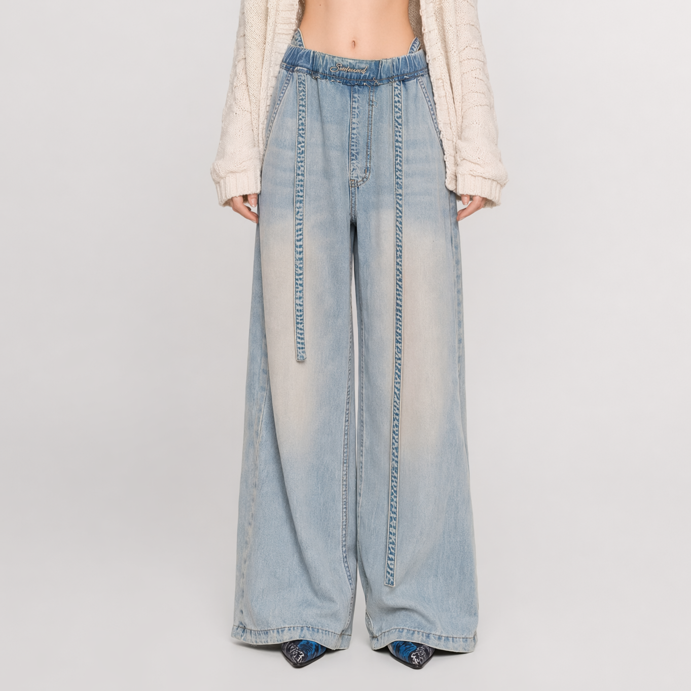 Washed Tencel Wide-Leg Pants