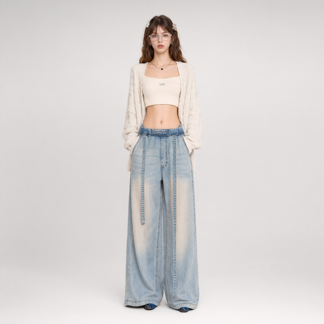 Washed Tencel Wide-Leg Pants