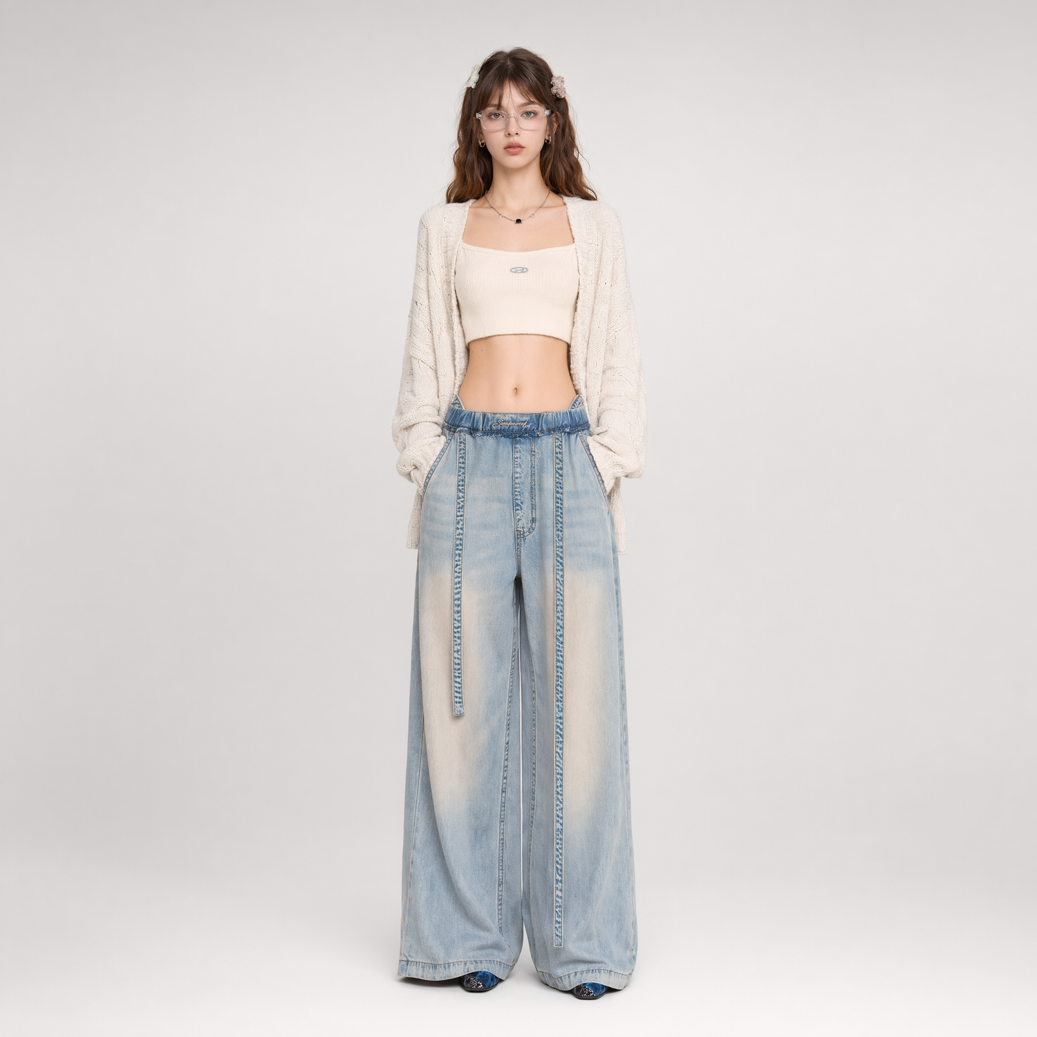 Washed Tencel Wide-Leg Pants