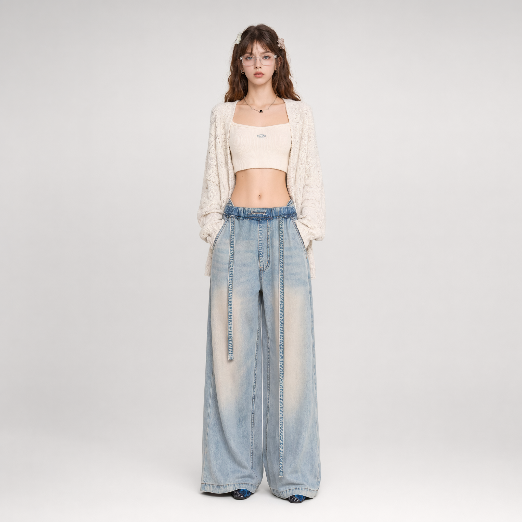 Washed Tencel Wide-Leg Pants