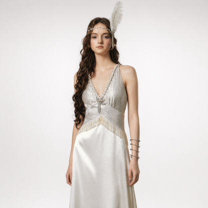 LACEMADE White Pearl Fringe Dress – view 3