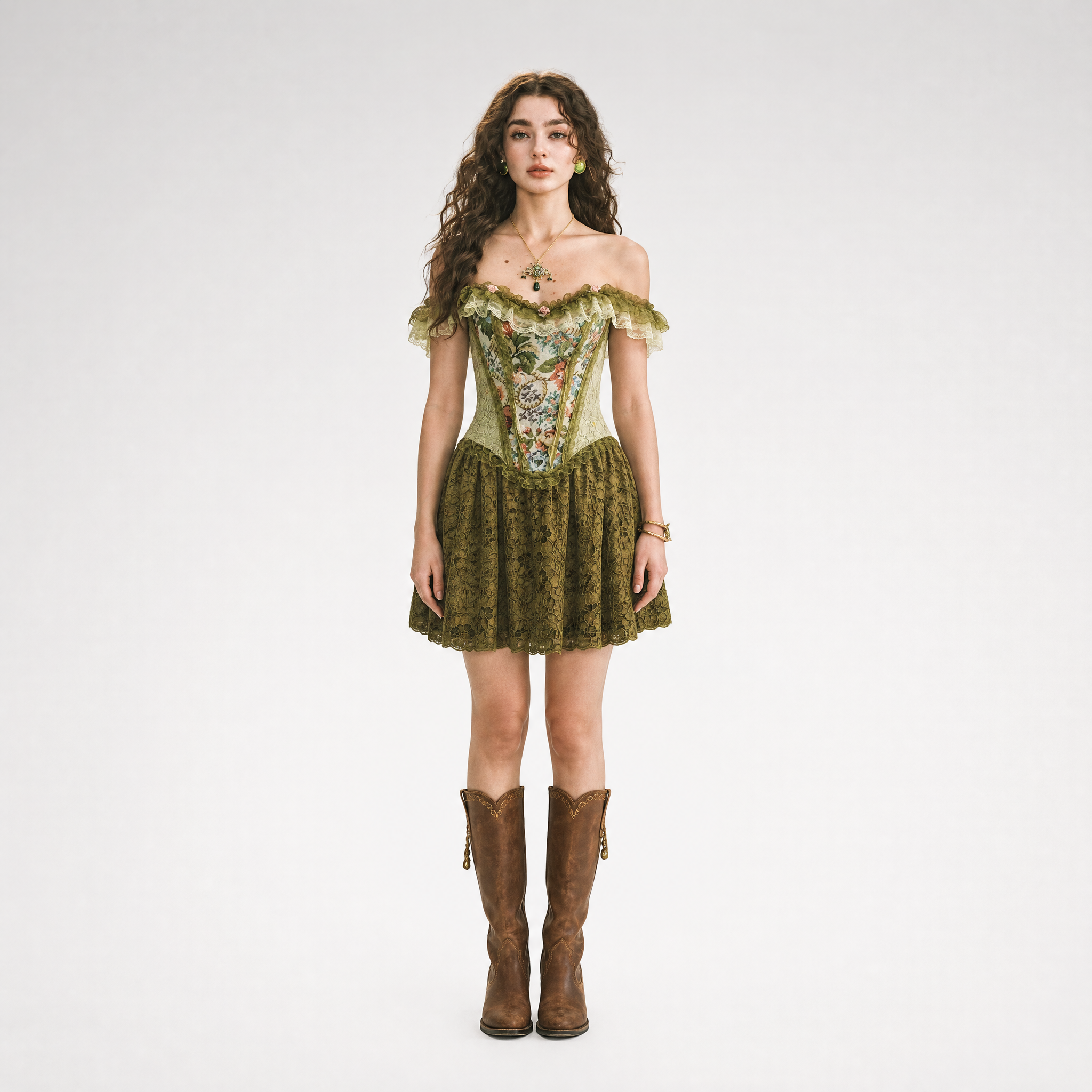 French Boned Corset Skirt Set