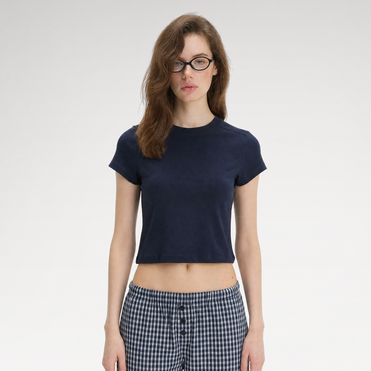 Stretch Cropped Crew-Neck T-Shirt