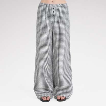 Textured Check Wide-Leg Trousers