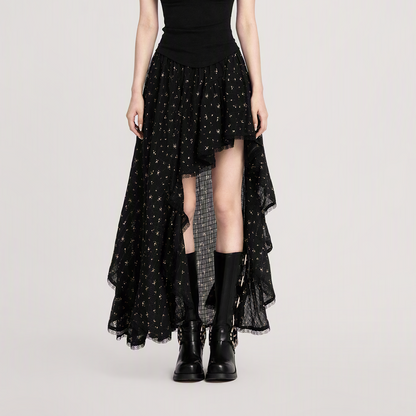 Floral Asymmetric Ruffle Skirt
