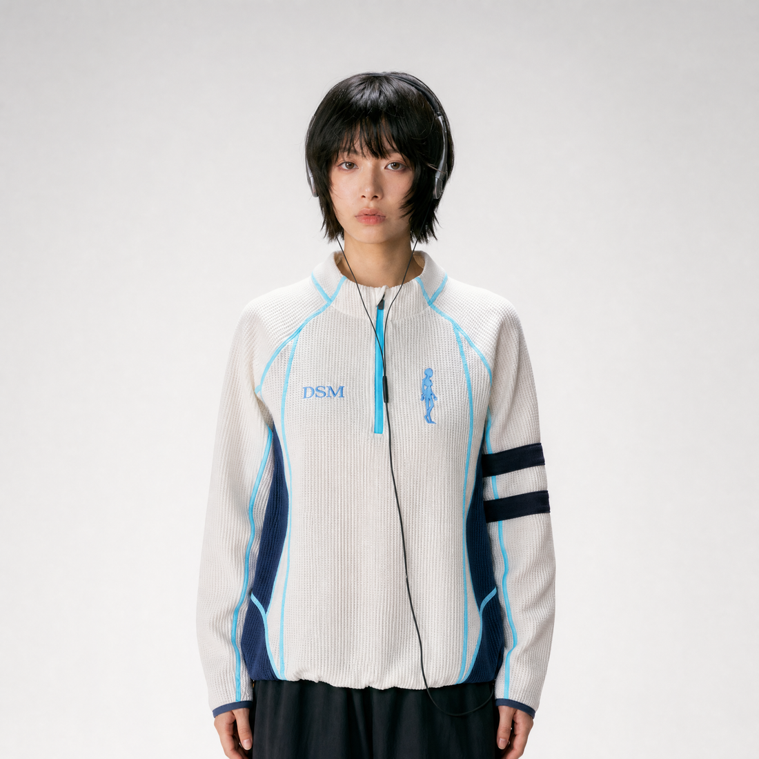Waffle-Knit Colorblock Combat Top