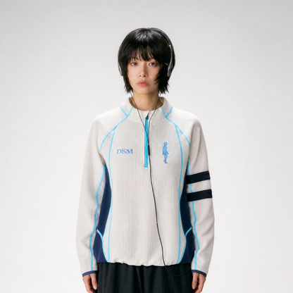 Waffle-Knit Colorblock Combat Top