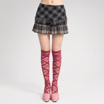 Plaid Pleated Mini Skirt