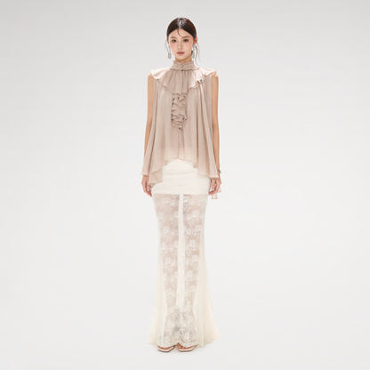 Ruffled Chiffon A-Line Top