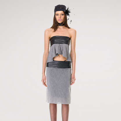 Textured Peplum Skirt Set