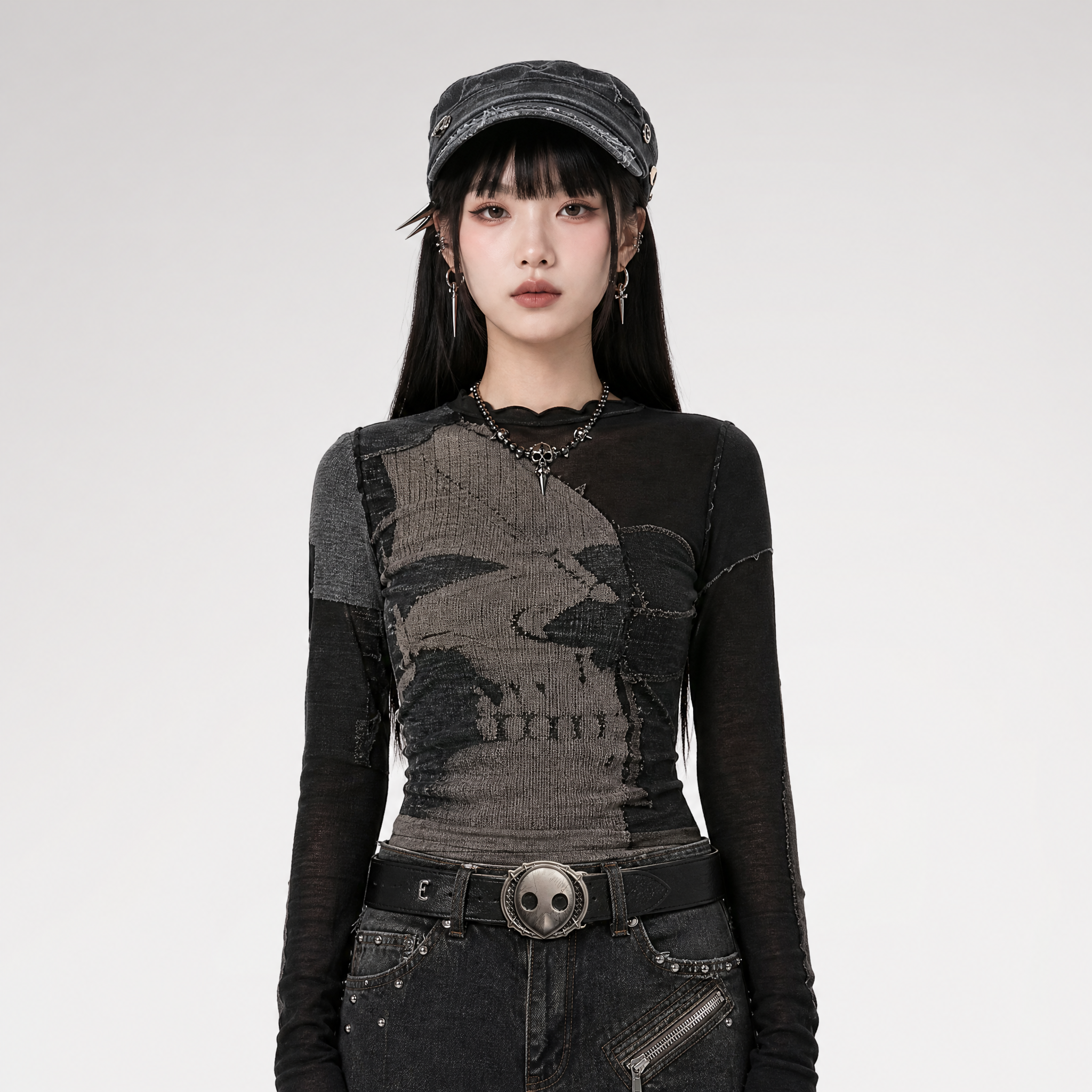 Molded Alloy Buckle Leather Belt