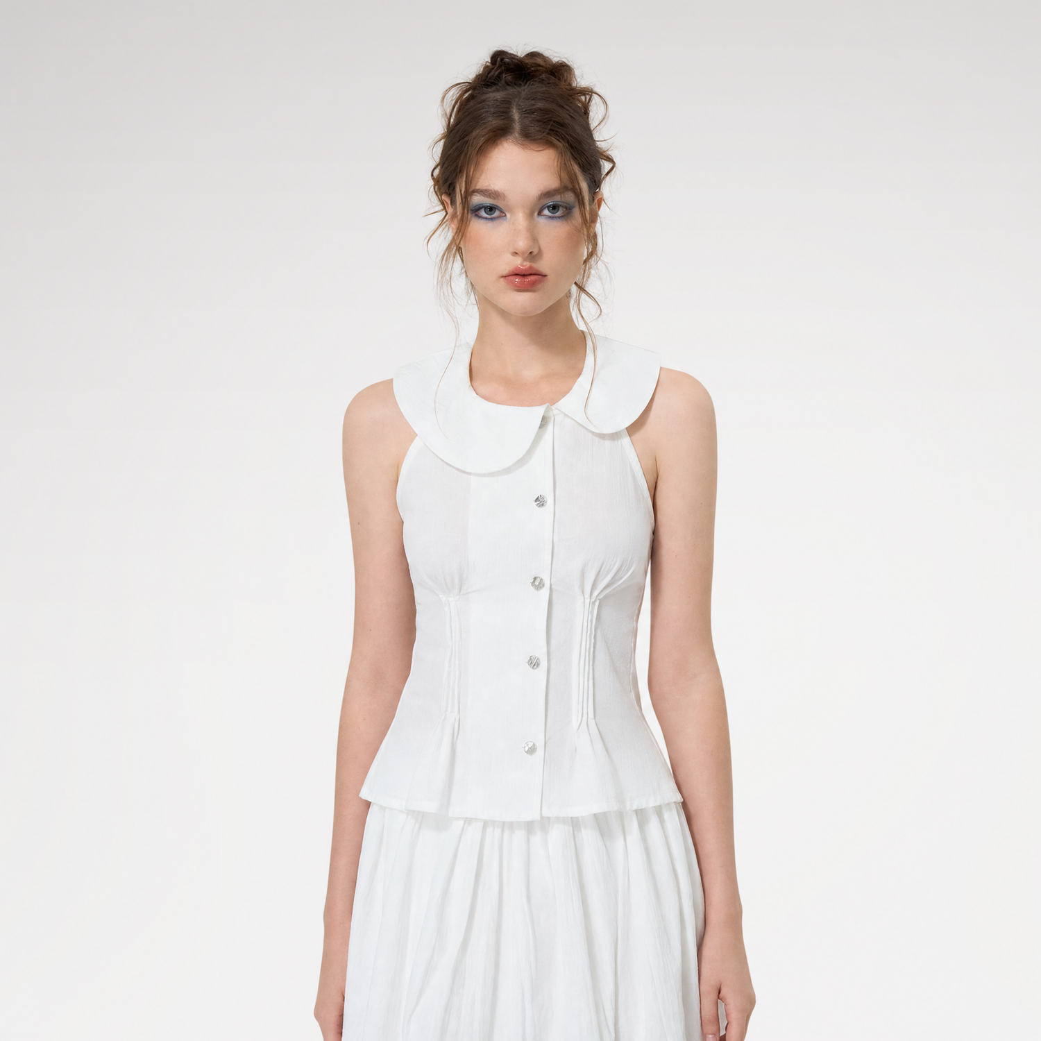 Doll Collar Diagonal Blouse