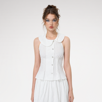 Doll Collar Diagonal Blouse