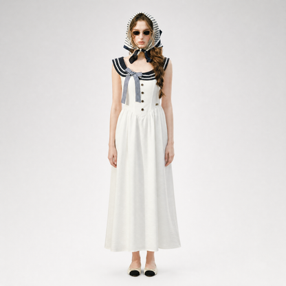 Contrast Sailor Collar Maxi Dress