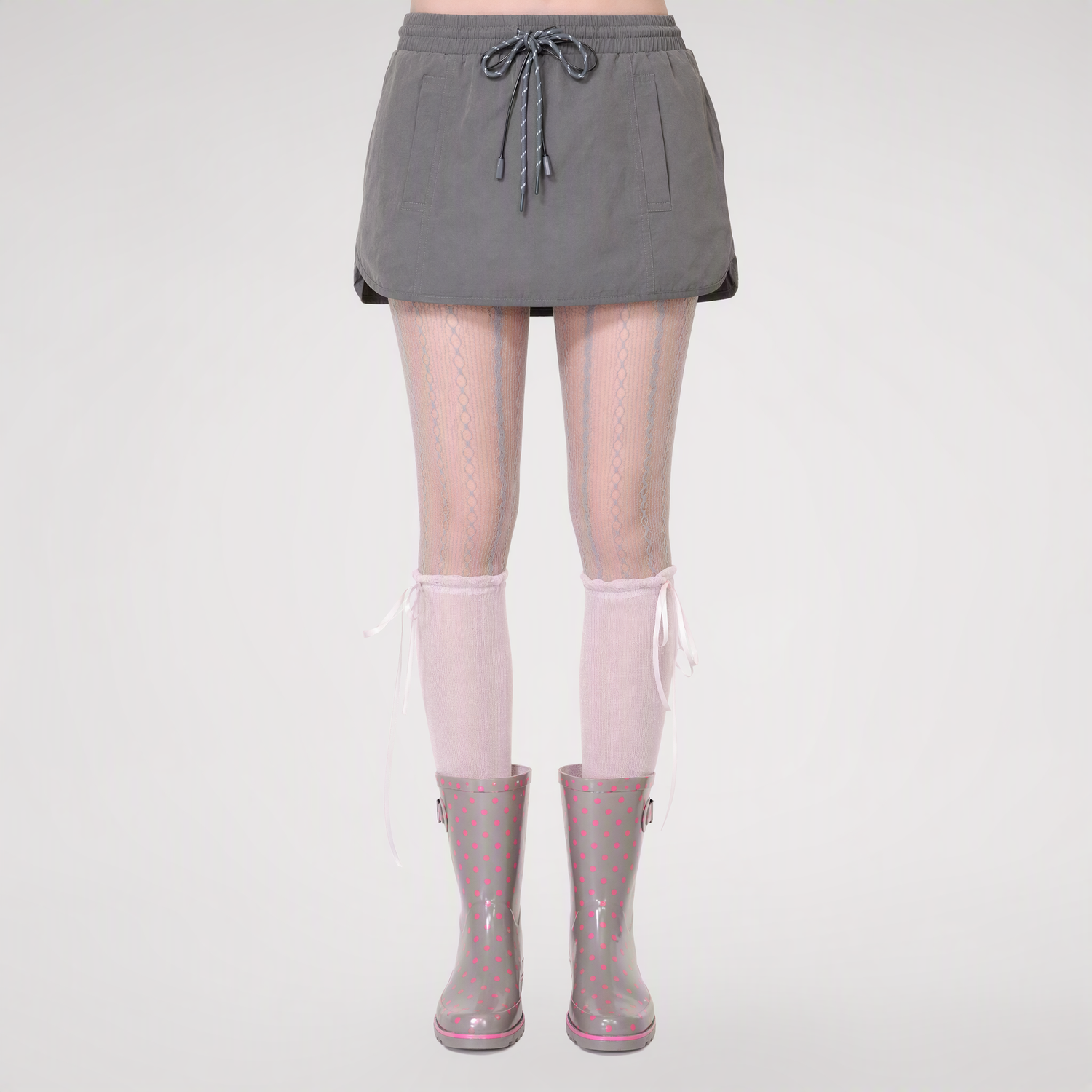 Nylon A-Line Mini Skirt