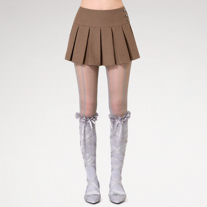 Pleated A-Line Mini Skirt