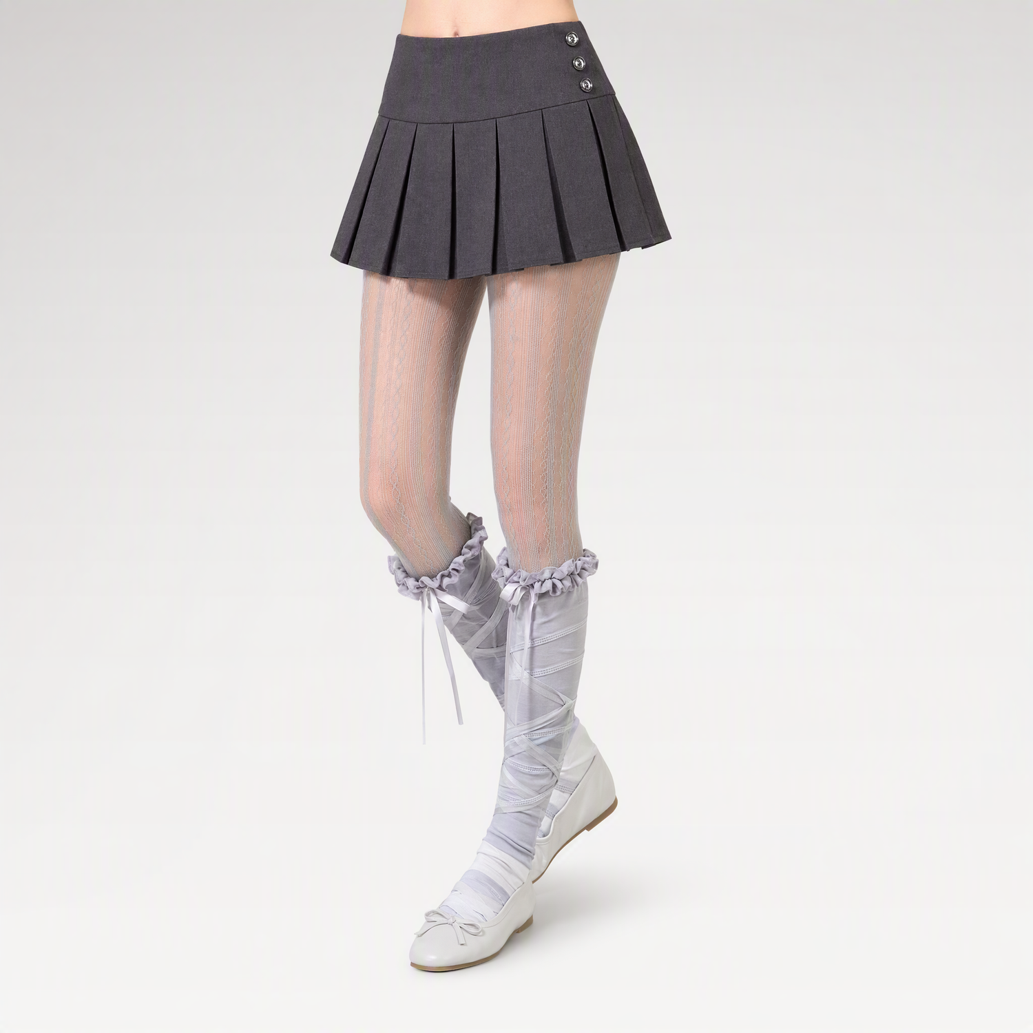 Pleated A-Line Mini Skirt
