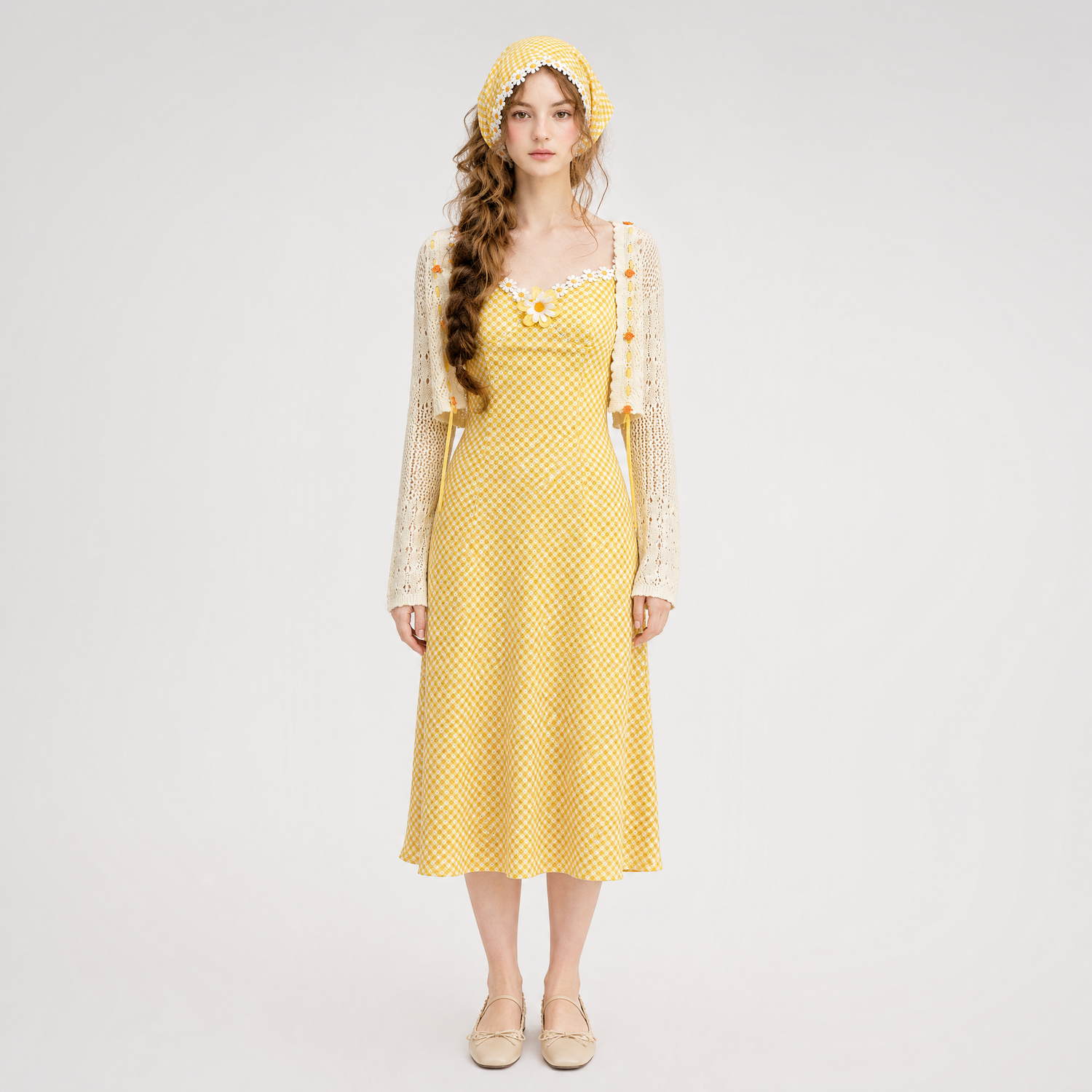 Daisy Gingham Midi Dress