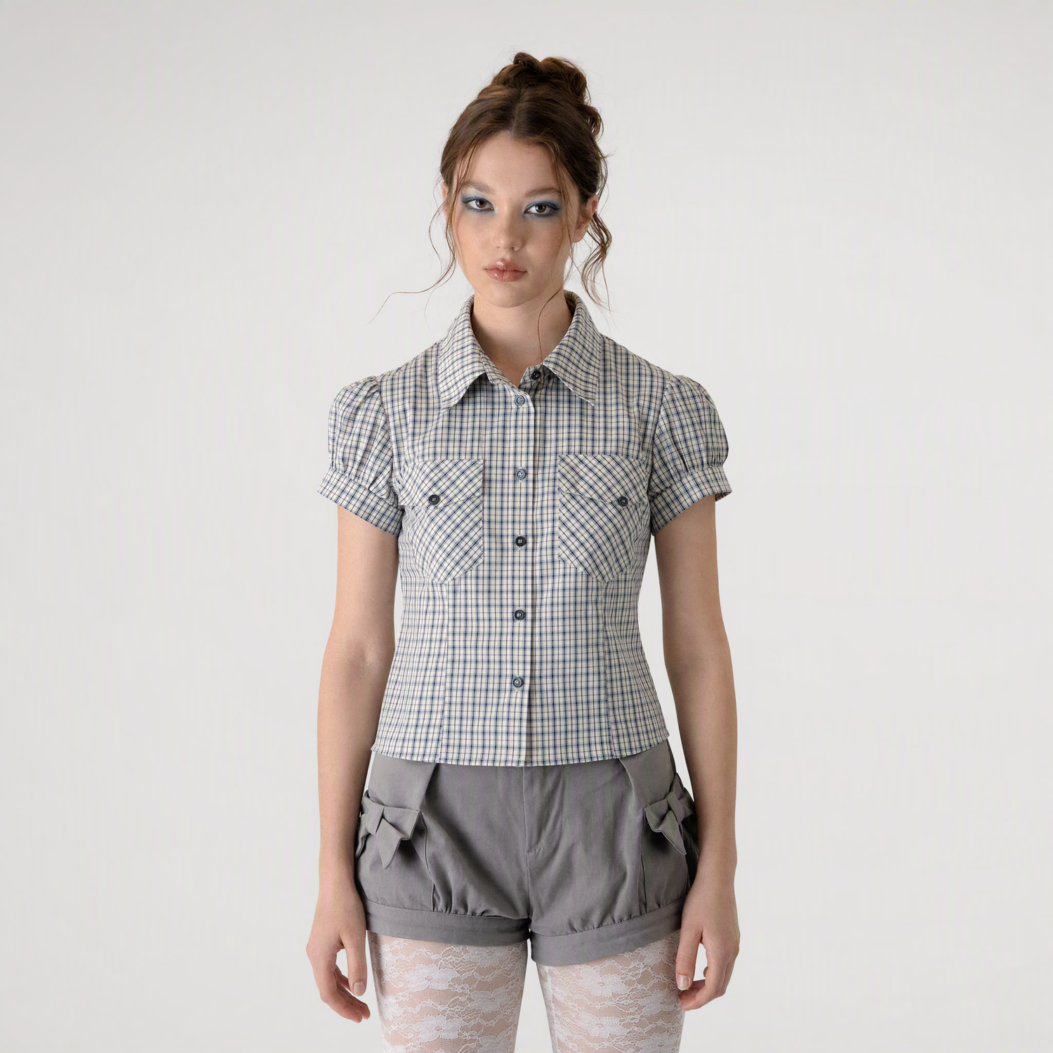Check Puff Sleeve Shirt