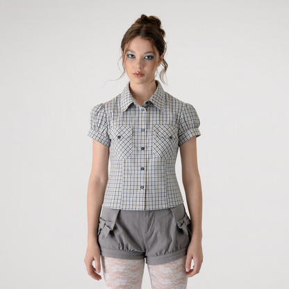 Check Puff Sleeve Shirt