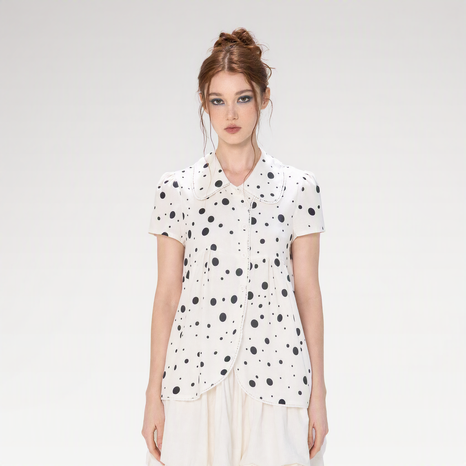 Polka Dot Puff Sleeve Shirt